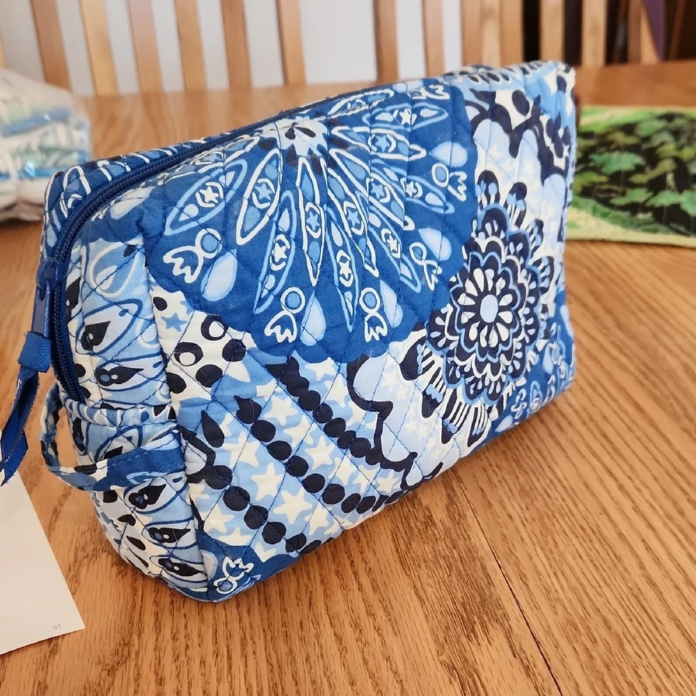 Vera Bradley Blue Floral Quilted Cosmetic Bag